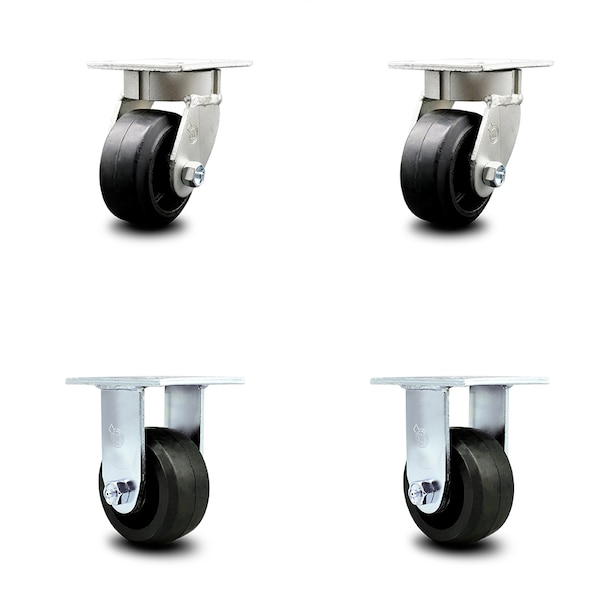 Service Caster 4 Inch Kingpinless Rubber on Steel Wheel Swivel Caster Swivel 2 Rigid SCC, 2PK SCC-KP30S420-RSR-2-R-2 - main